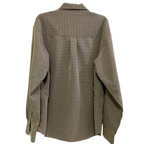 HAGGAR DRESS SHIRT MEN’S XXL TAN BROWN LONG SLEEVE BUTTON UP POCKET. - Picture 2 of 12